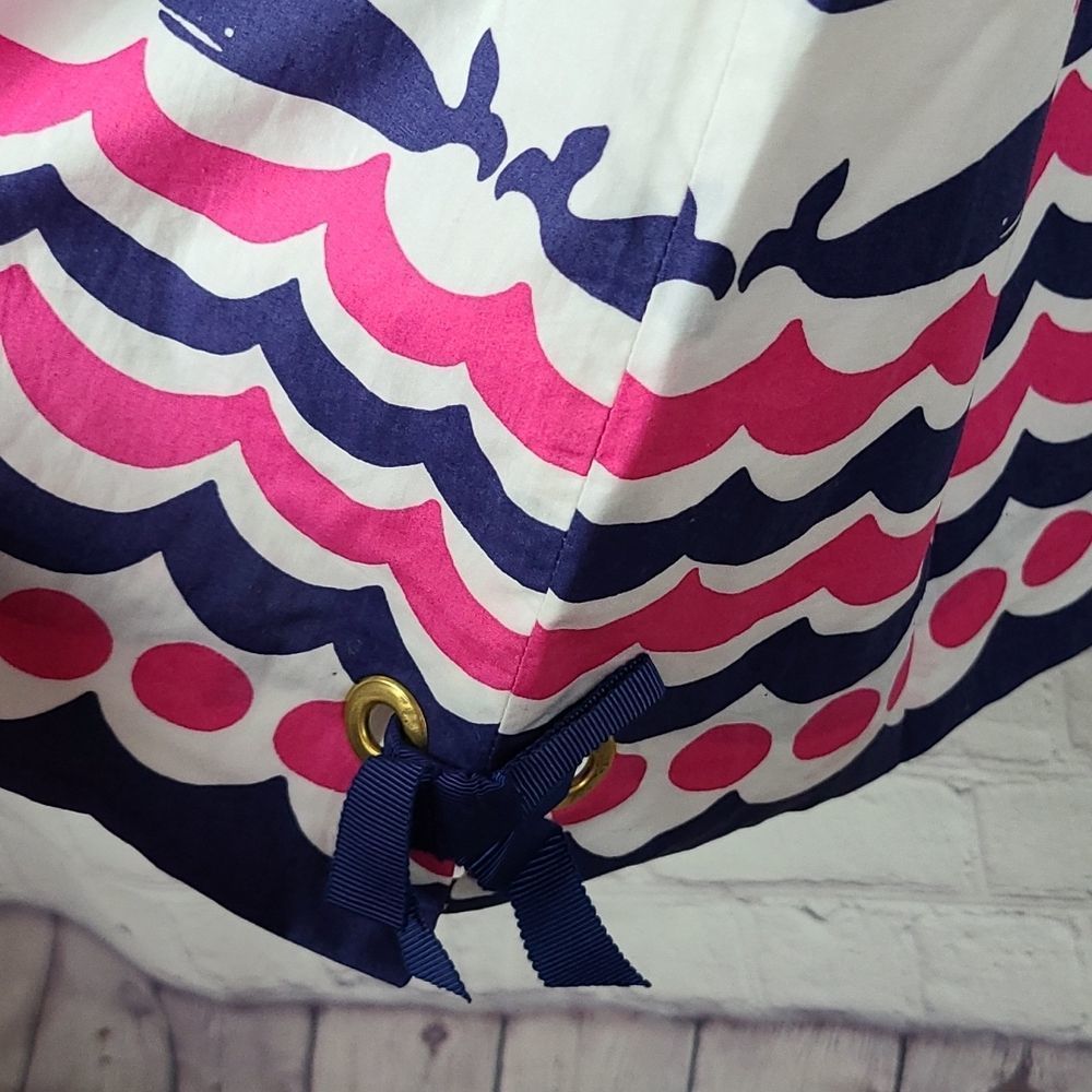 Lilly Pulitzer Pink Navy and White Wave Print Mini Dress - Picture 4 of 11